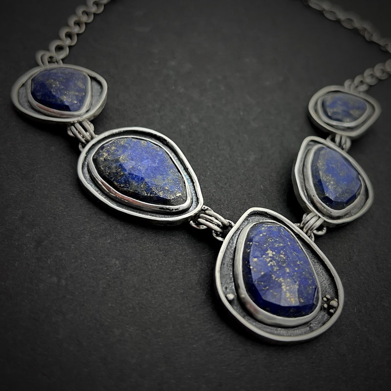 Thumbnail: Faceted Lapis Lazuli Sterling Silver Necklace