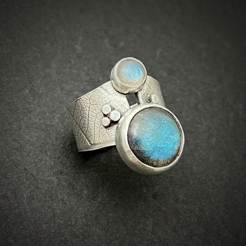 Thumbnail: Double Labradorite Ring in Sterling Silver