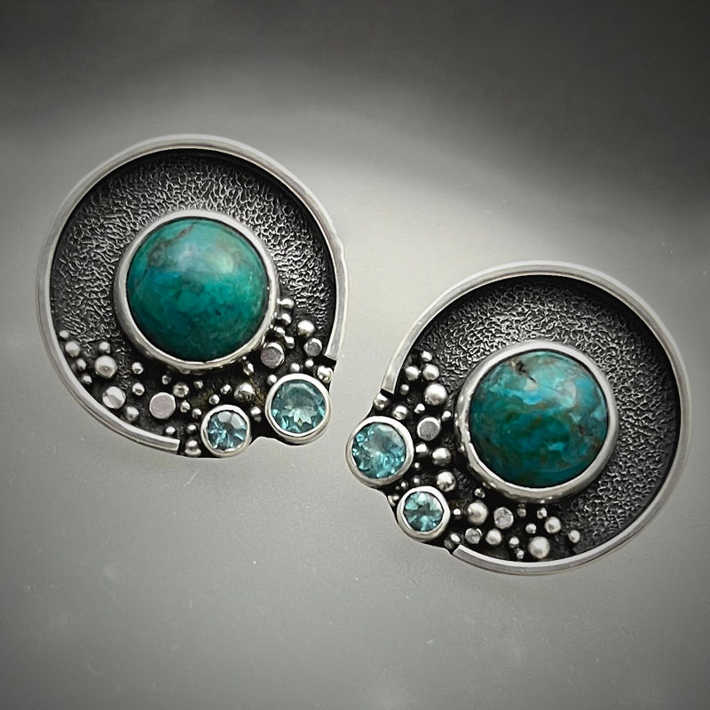 Thumbnail: Chrysocolla and Apatite Earrings