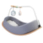 3-in1 Baby Nest Montessori Rocker, Grey cotton, Natural beech wood