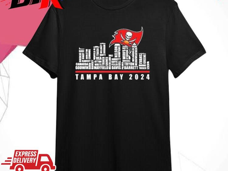 Official Tampa Bay Buccaneers 2024 City Skyline Players Name Shirt