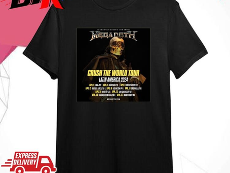 Official Megadeth Crush The World Tour Latin America 2024 Shirt