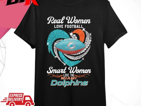 Official Real Women Love Football Smart Women Love The Miami Dolphins Diamond Heart 2024 Shirt
