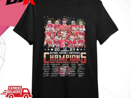 Official Official San Francisco 49ers Team Football 2024 National Football Conference Champions Signatures Shirt