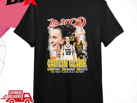 Official Ms.3000 Caitlin Clark Iowa Hawkeyes The First Player In D-1 History Signature Shirt