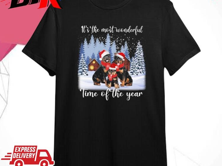 Official Santa Rottweiler It’s The Most Wonderful Time Of The Year Christmas Tree Shirt