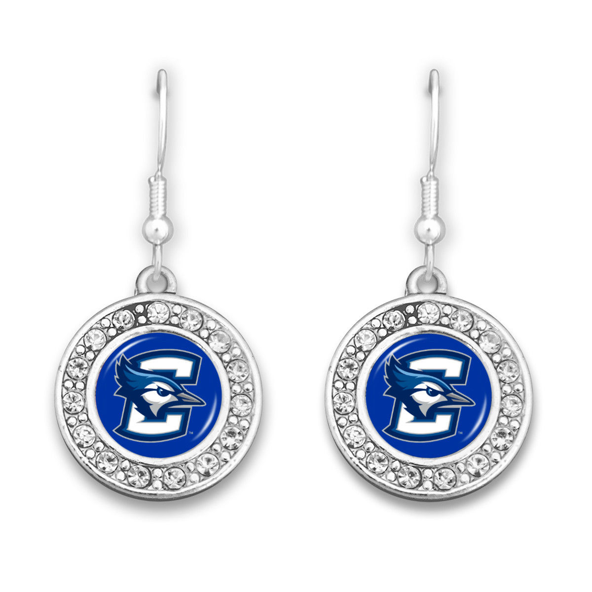 Creighton University Rhinestone Round Dangle Earrings