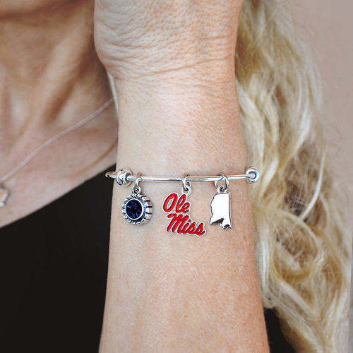 University of Mississippi Ole Miss 3pc Bracelet on a model's hand