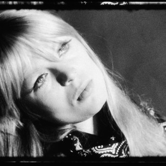 Black and white close-up of blonde woman