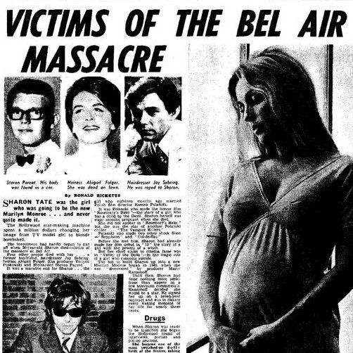 Newspaper headline of Tate-LaBianca murders