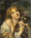 Portrait of blonde girl with dog