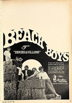 Black-and-white full-page ad for Beach Boys single Heroes and Villains