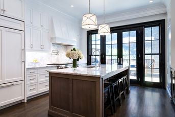 transitional kitchen french doors