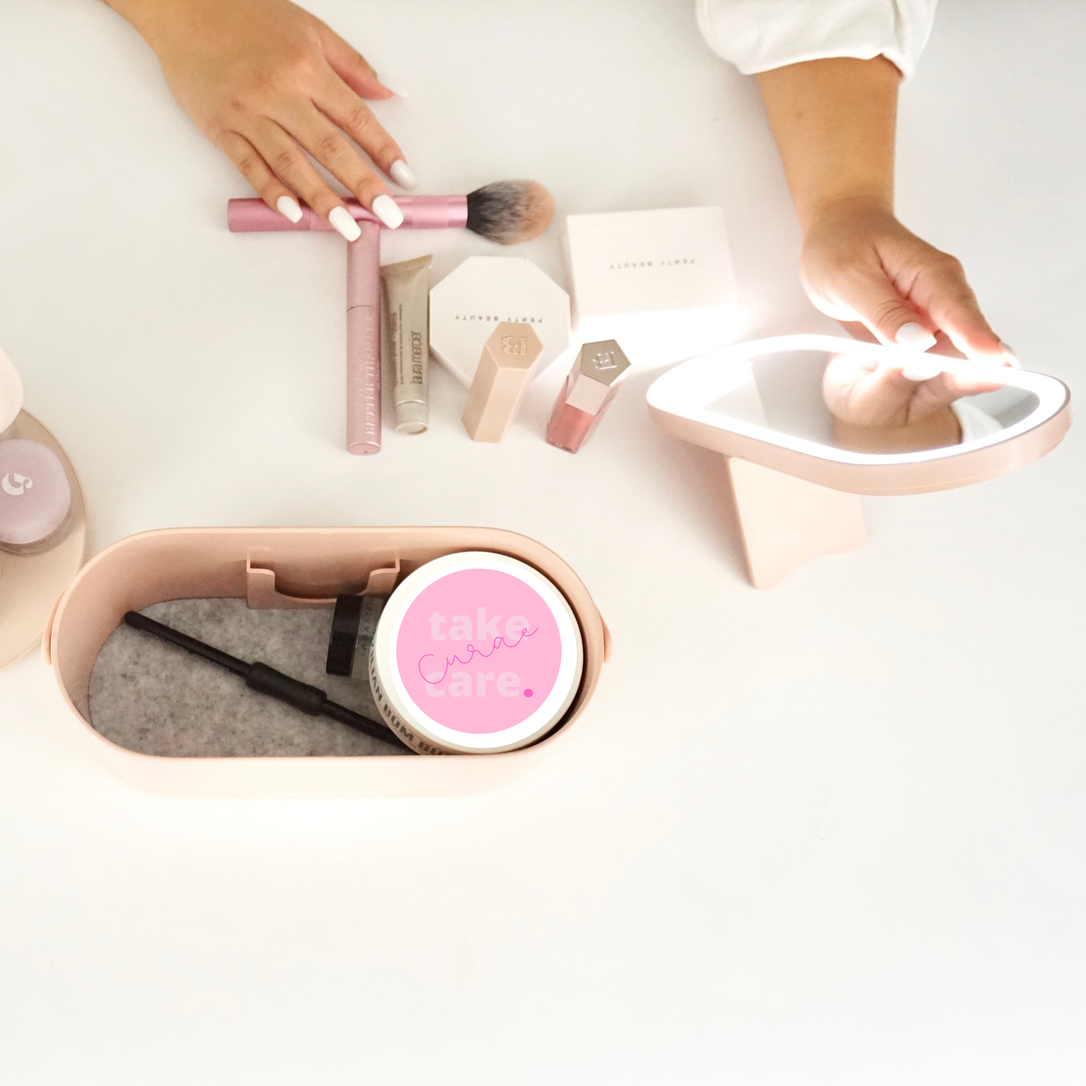 Beauty Boxx Makeup Case Led Ring Light Mirror Beauty Organizer Curae Beauty Co