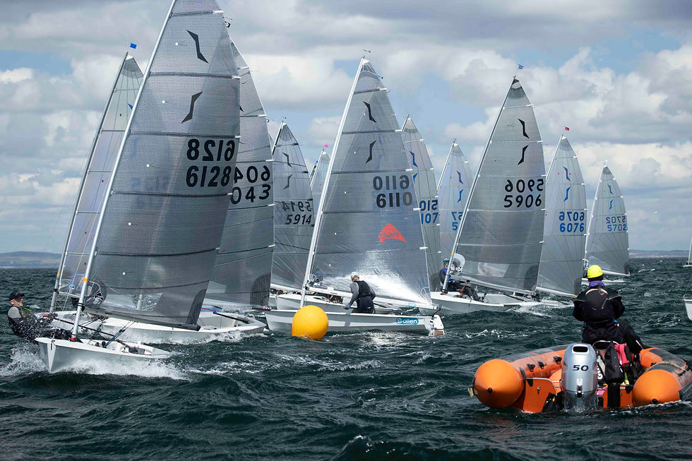 Race 1 start and a massive port shift played havoc at the pin end. Photo credit: Steve Fraser.