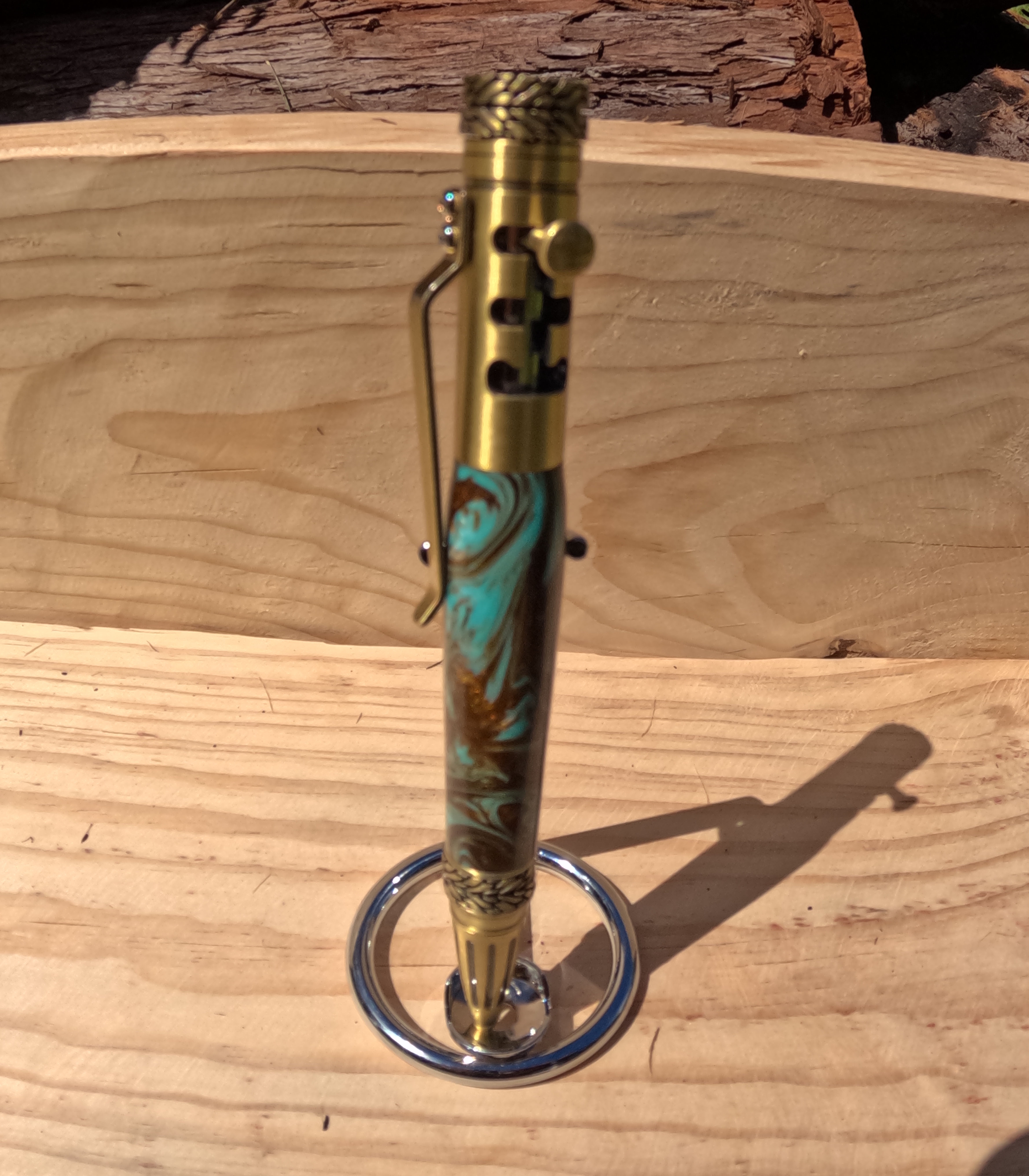 Gearshift Pen - Antique Brass - Ancient Bronze Lava