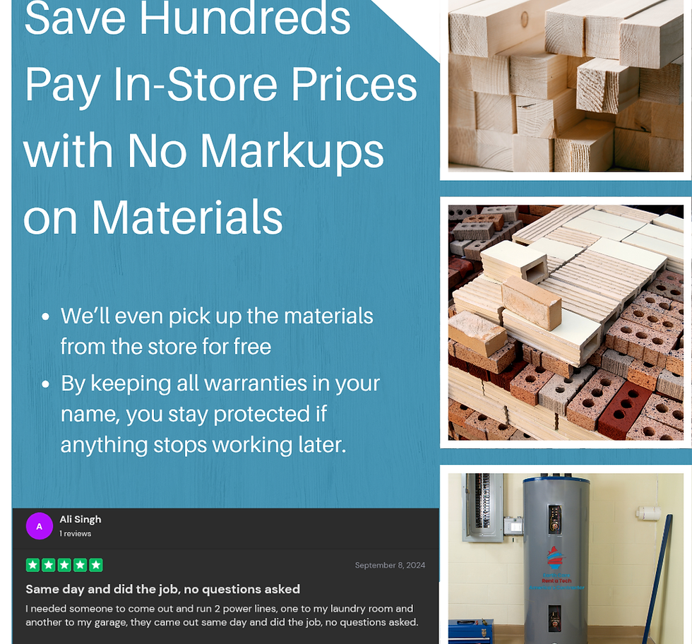 Earth Care Rent A Tech does not charge a mark up on materials