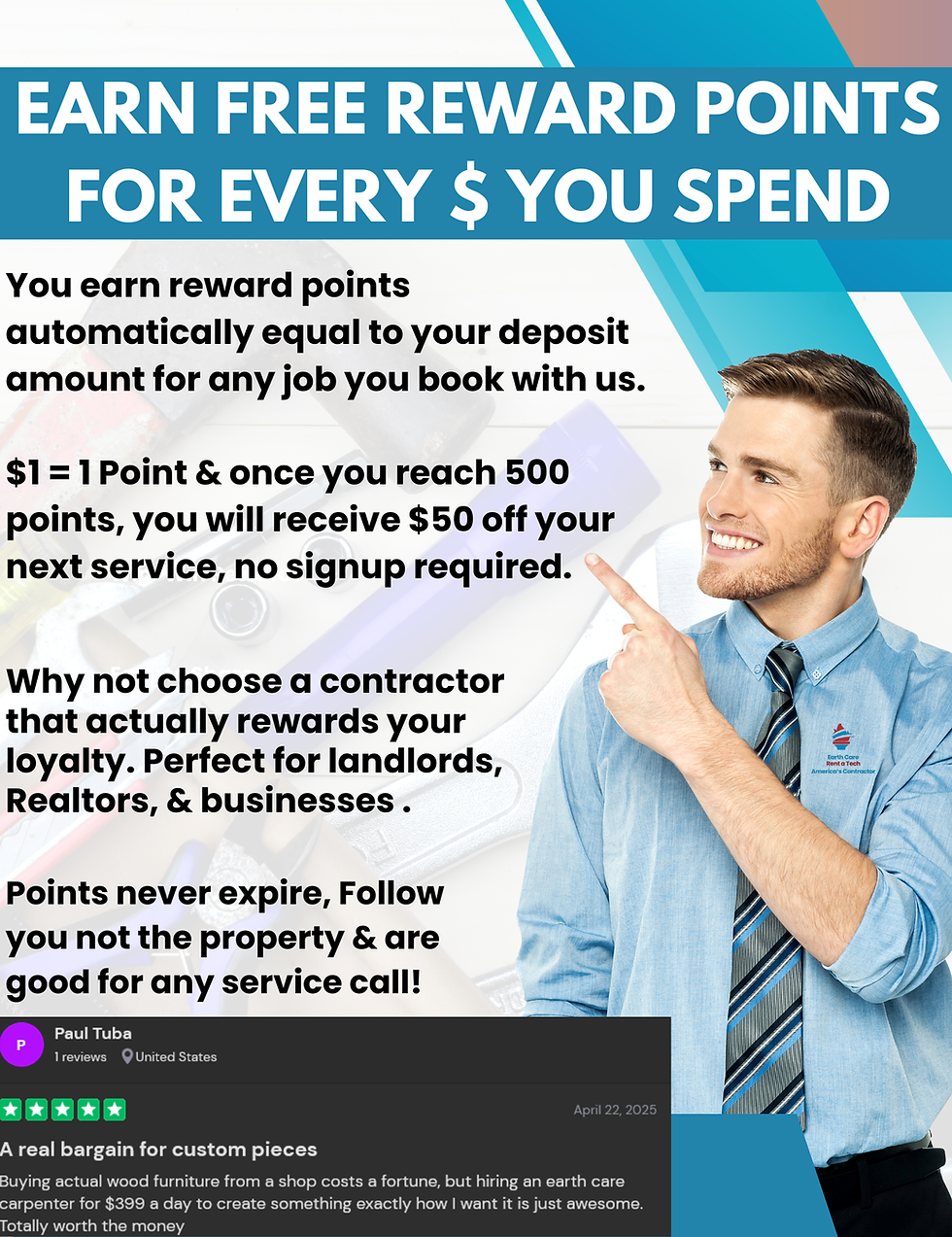 Earth Care Rent A Tech give you rewards for using our services