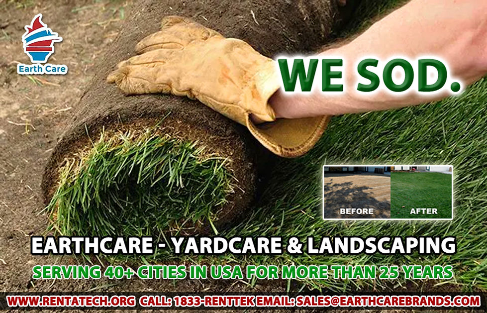 We Sod! Earth Care - Rent a Tech provides sod services