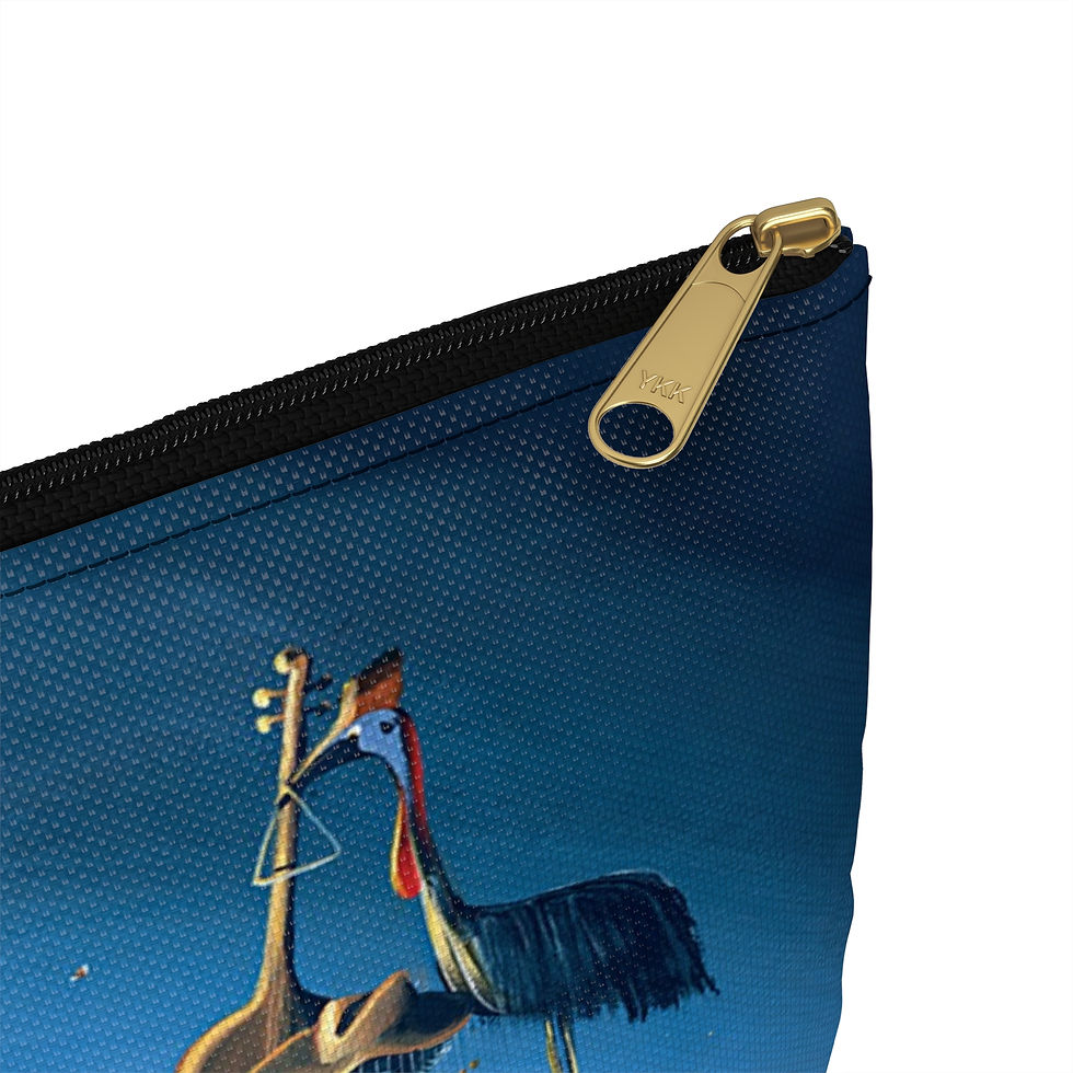 Blue and orange pouch with zip