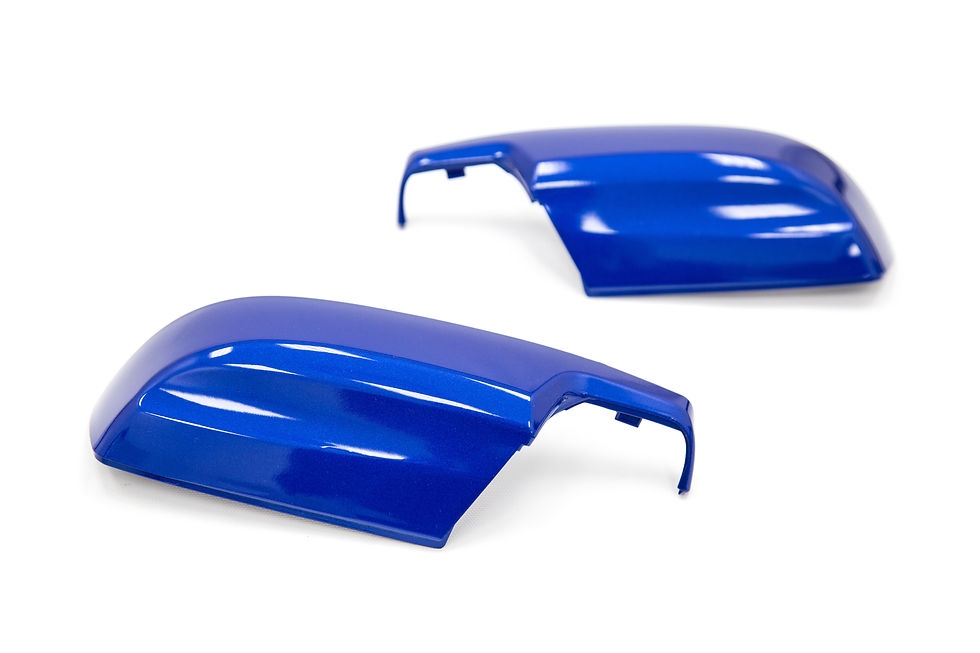 OLM Paint Matched Lower Mirror Covers - WR Blue Pearl Highlights: Paint Matched