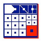 A calculator made of square shapes that are Ebda's logo 