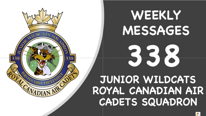 338 SQUADRON WEEKLY MESSAGES (15-21 APRIL 2019)
SPECIAL MESSAGES