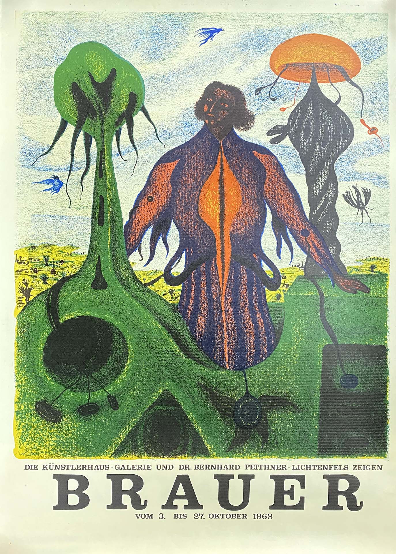 Mensch steht in surrealer Landschaft