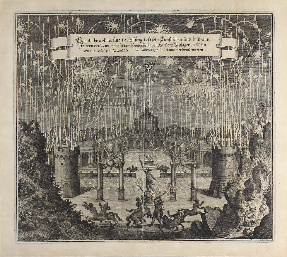 Gigantisches Feuerwerk vor einem Schloss