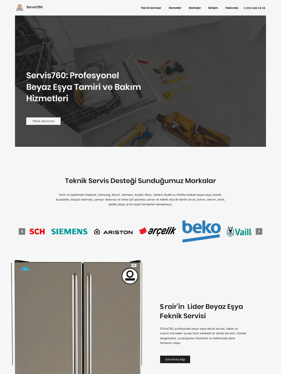 Servis760 web design work by Bizimuhit.