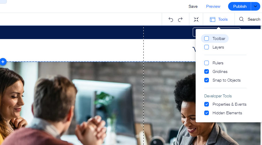 At this point, if you think that your mouse (not you, haha) is not as accurate as you supposed it to be, you can use the toolbar. It allows you to set the exact location of each page element and its size. 