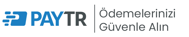 Blue and gray PayTR logo with a stylized "P" and text "Güvenli Öde" on a white background, conveying security in payments. Bizimuhit accepts payments online with PAYTR.