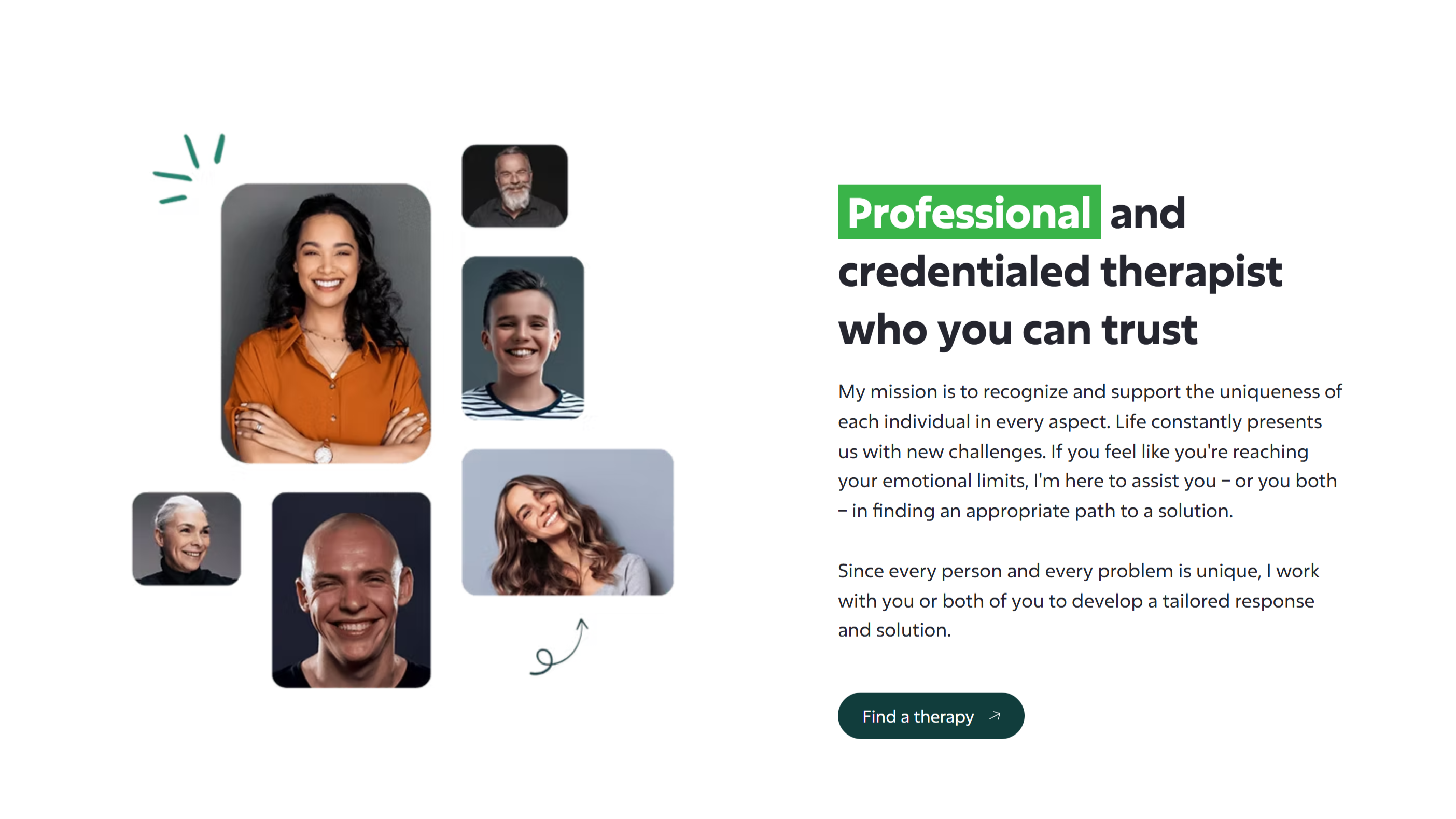 Nera Therapy professional service presentation section designed by Bizimuhit.