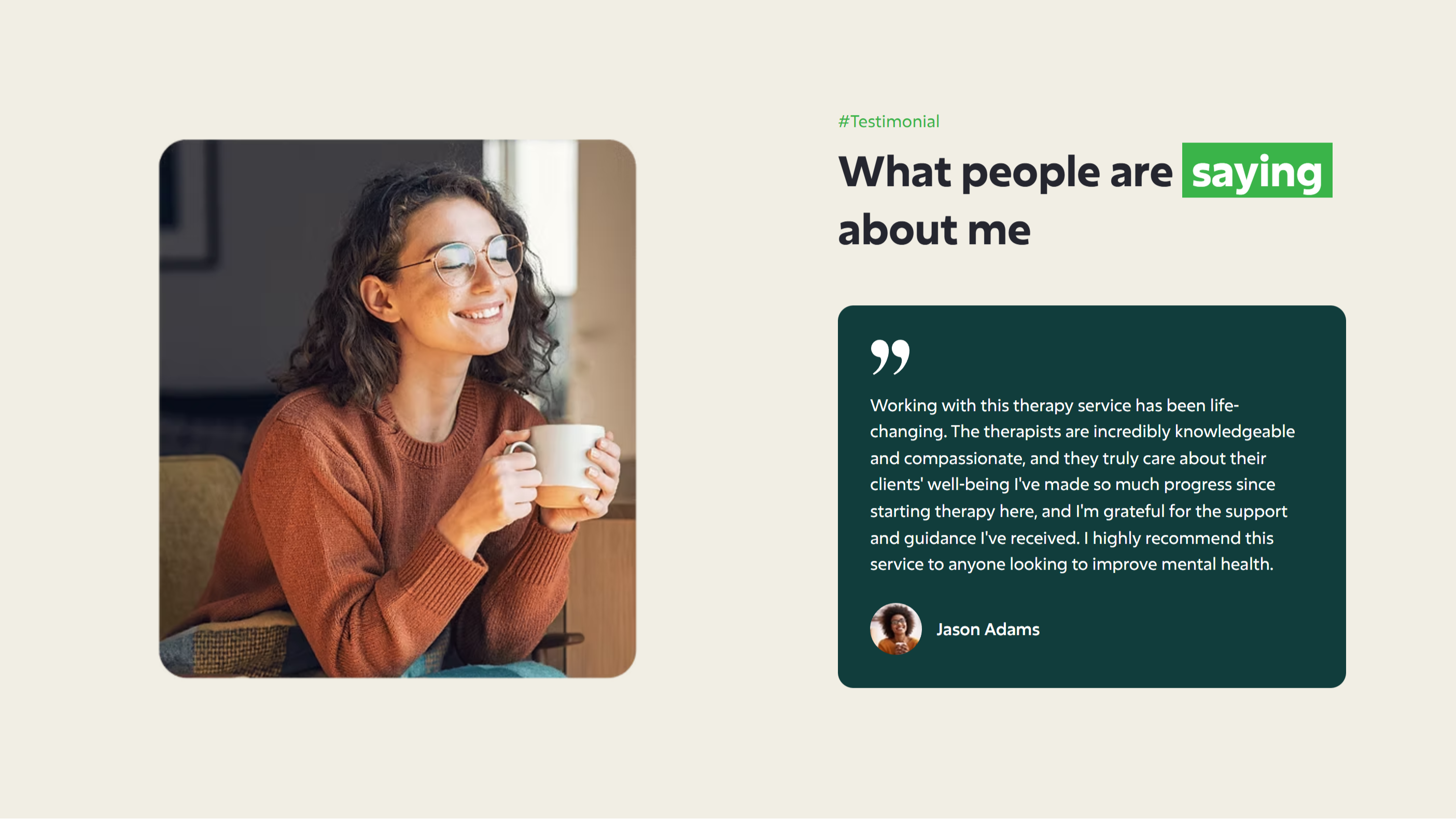 Nera Therapy testimonials section design by Bizimuhit.