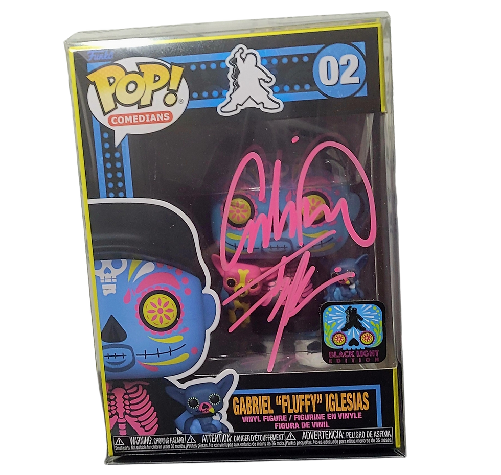 Thumbnail: Gabriel Iglesias Signed 'Gabriel Fluffy Iglesias'#2 Black Light Funko Pop