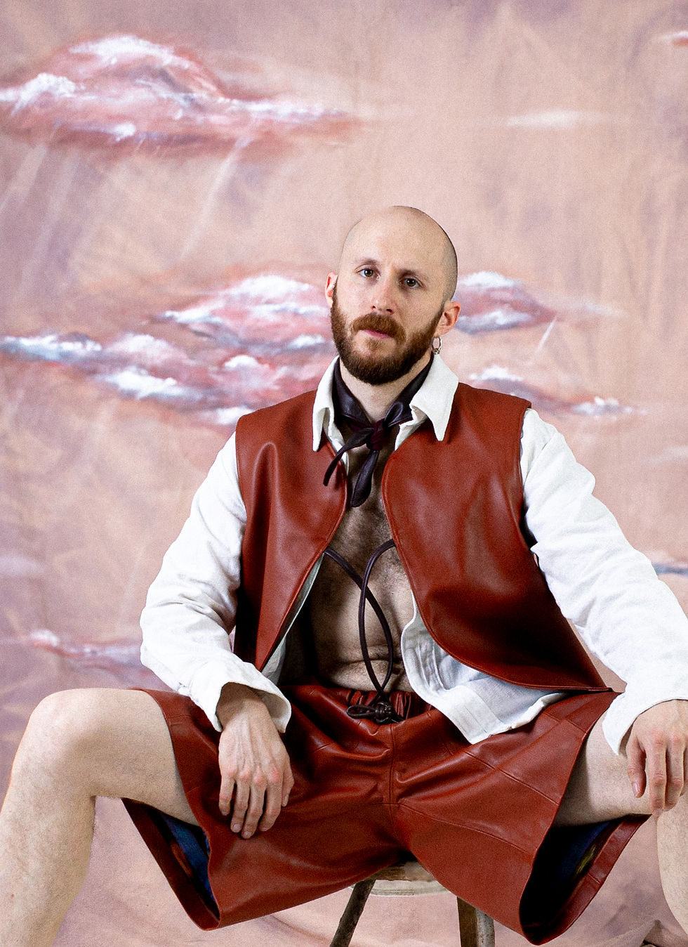Miniature : GILET en cuir cognac ( pièce unique )