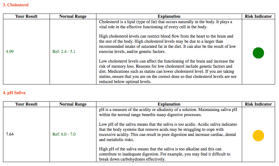 Screenshot of Soza test results
