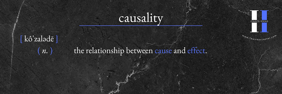 Causality: (noun) the relationship between cause and effect.