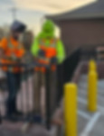 Pierce Fabrication crew inspects a newly installed custom handrail