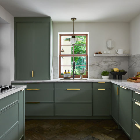 custom kitchen apple green