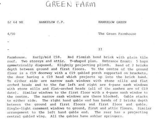 Green Farm Hankelow Description