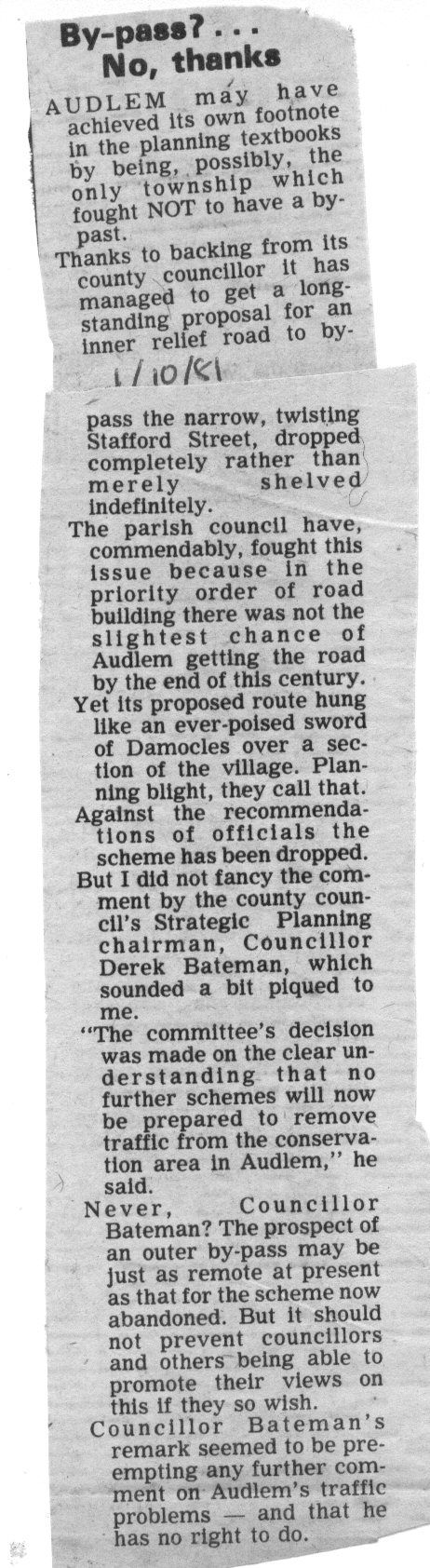 Bypass Turned Down By Audlem 1981 - Part 1