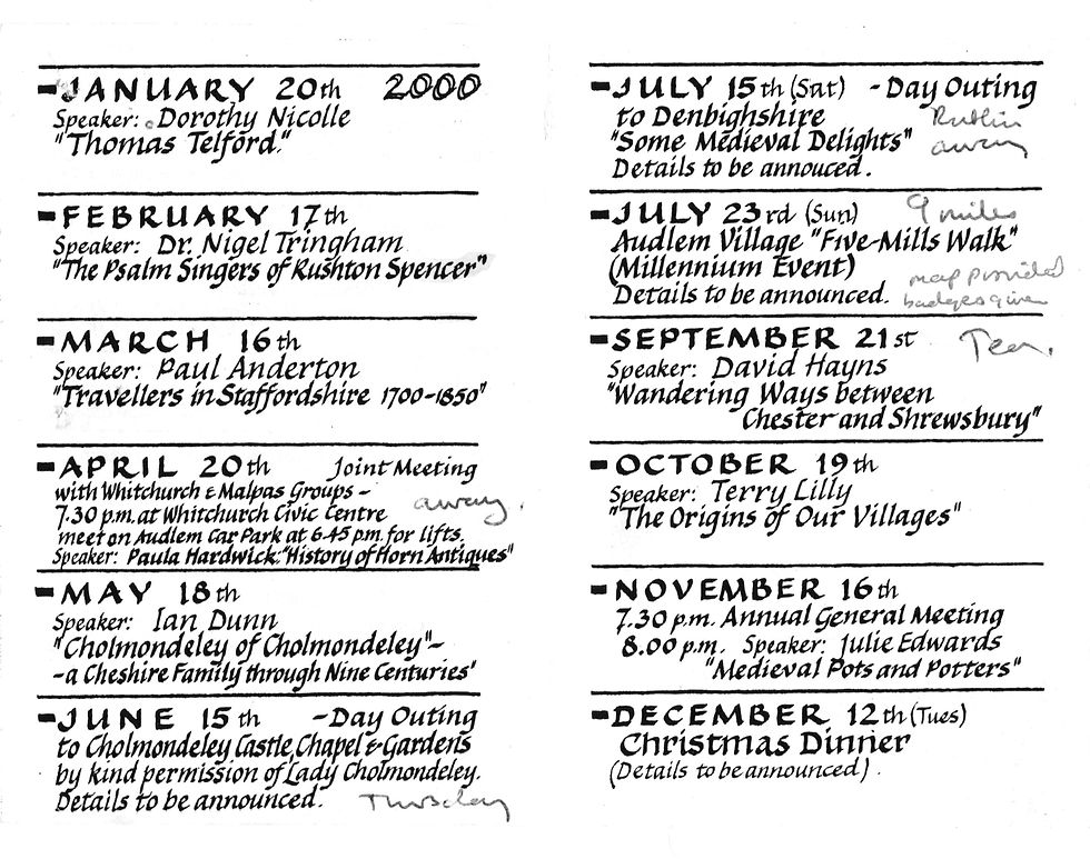 History Society Programme 2000 - Programme