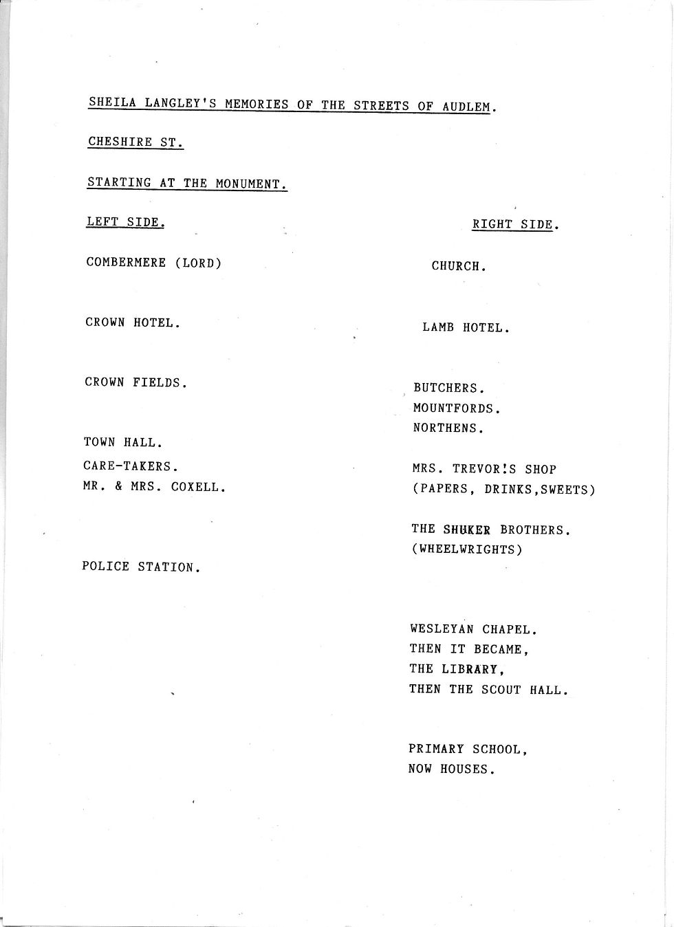 Sheila Langley'S List Of Shops Remembered - Part 2