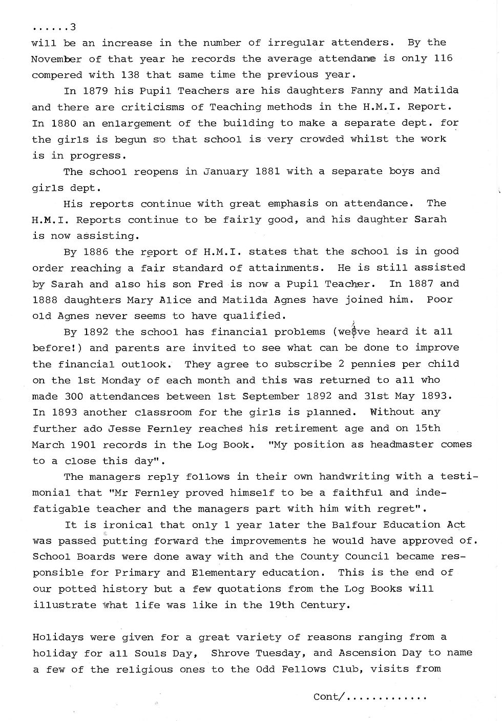 History Of Education In Audlem - Part 3