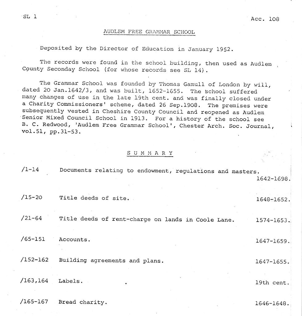 Records About Grammar School At Chester - Part 1