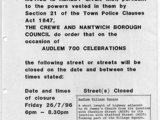 Notice Of Road Closure For 700 Charter In1996