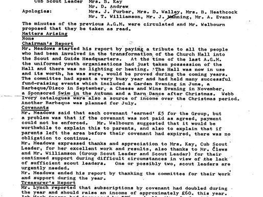 Mins Of Scout AGM 1984