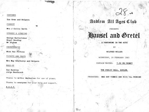 Pantomime Programme 1985-Hansel And Gretel
