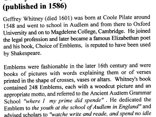 Geffrey Whitney'S Choice Of Emblems (1586) Summary
